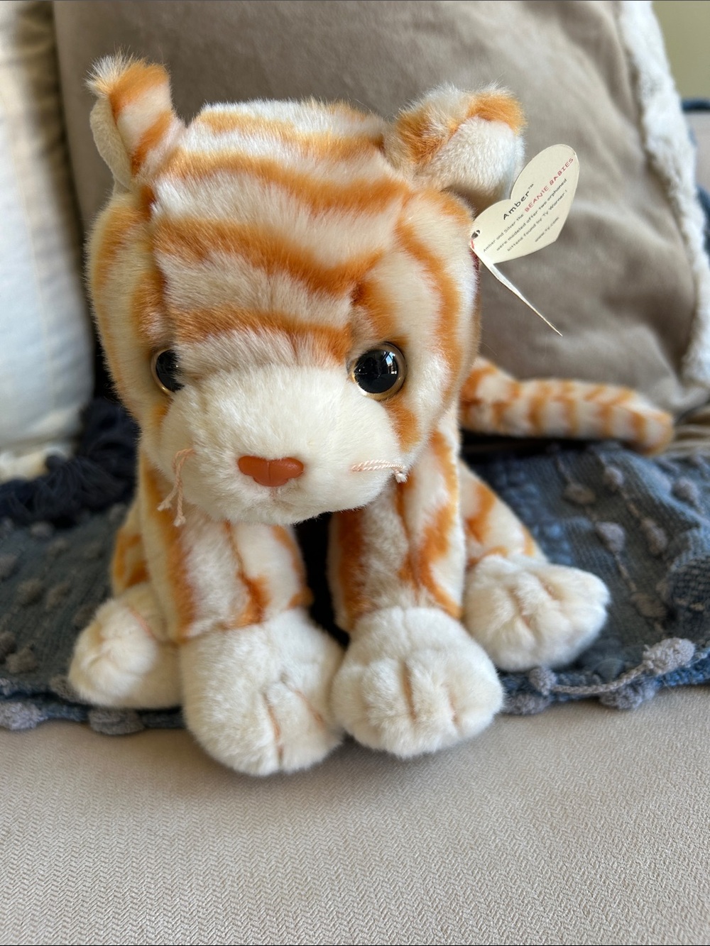 Vintage Ty Beanie Buddy AMBER the Gold Tabby Cat 1999 (With Tags) 🌺Read NOTE